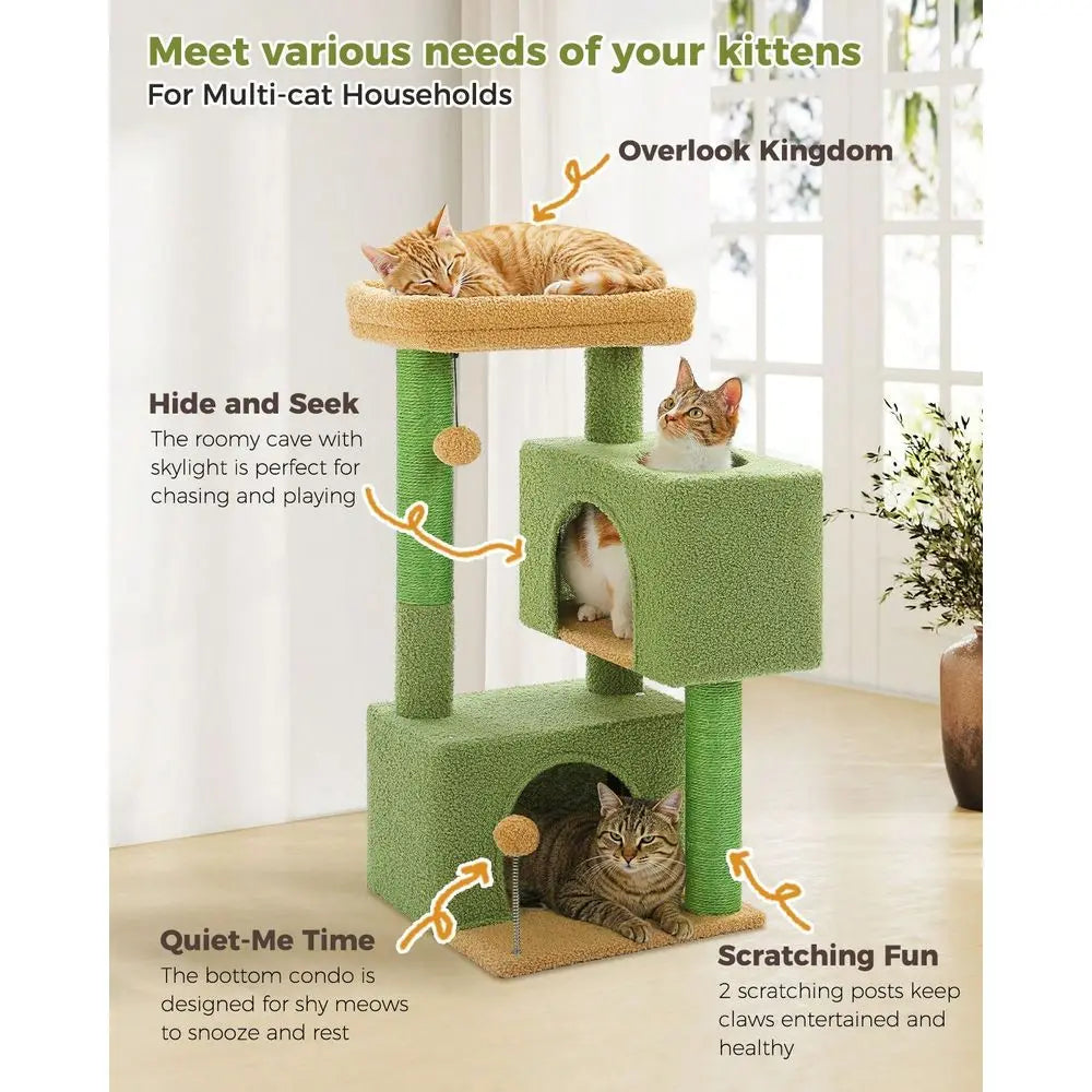 XMSJ Cat Tree Tower Multilevel With Sisal Posts And Toys