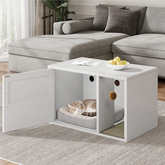 Modern Cat House Cat Litter Box Cabinet Multifunctional Washroom End Table for Bedroom Living Room Cat Litter Box Cabinet