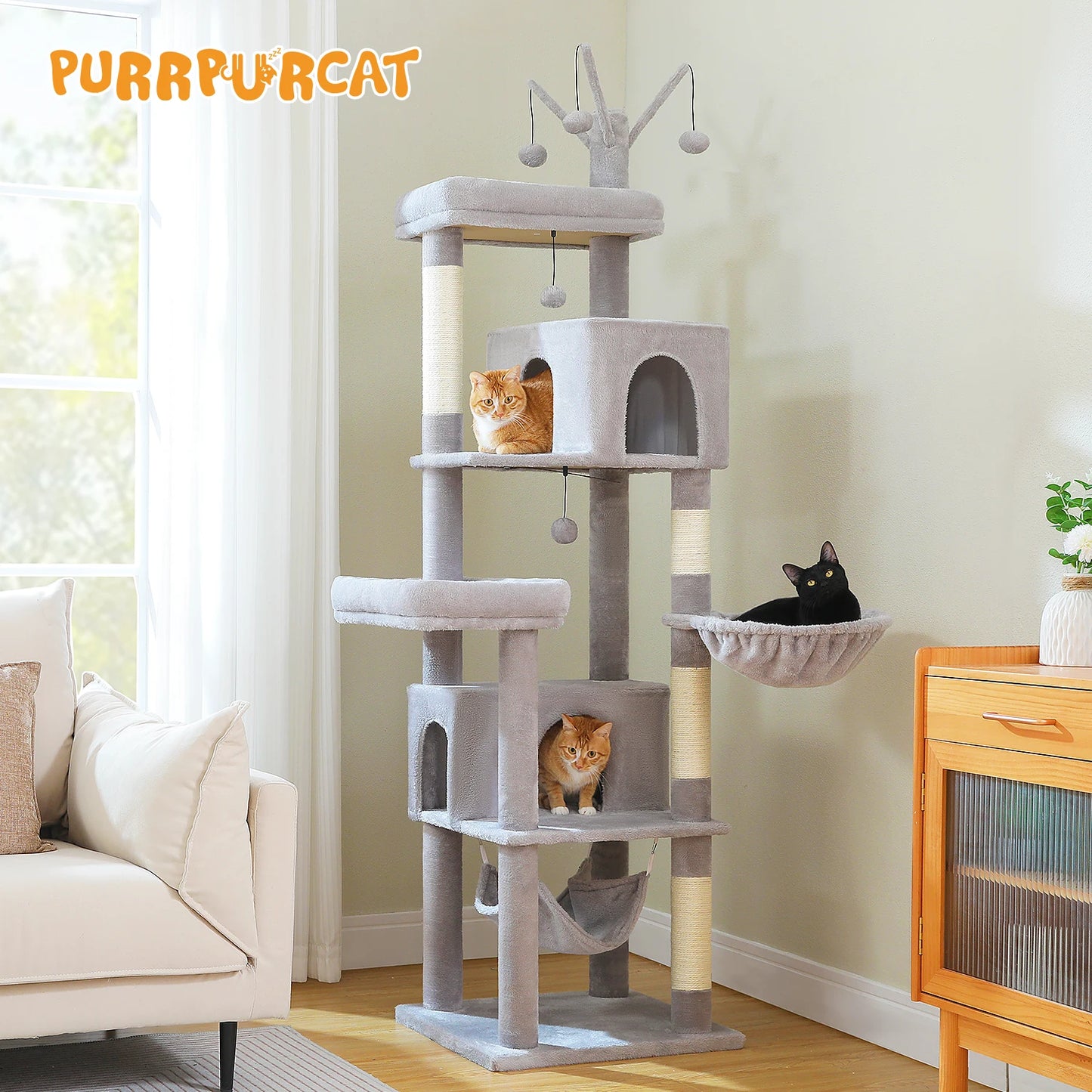 PEQULTICN Six Level Cat Tree Tower With Perches Hammocks Condos