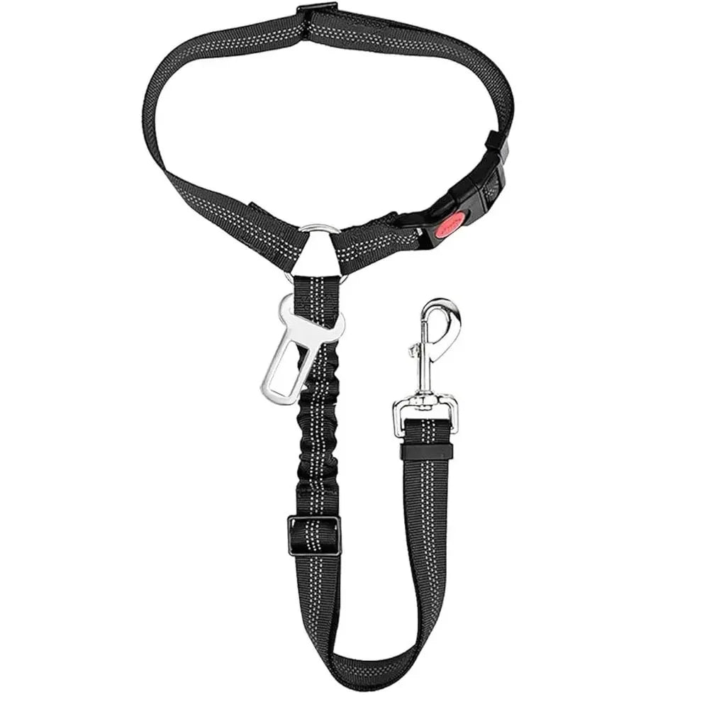 2-In-1 Dog Car Seatbelt Restraint Reflective Safety Belt