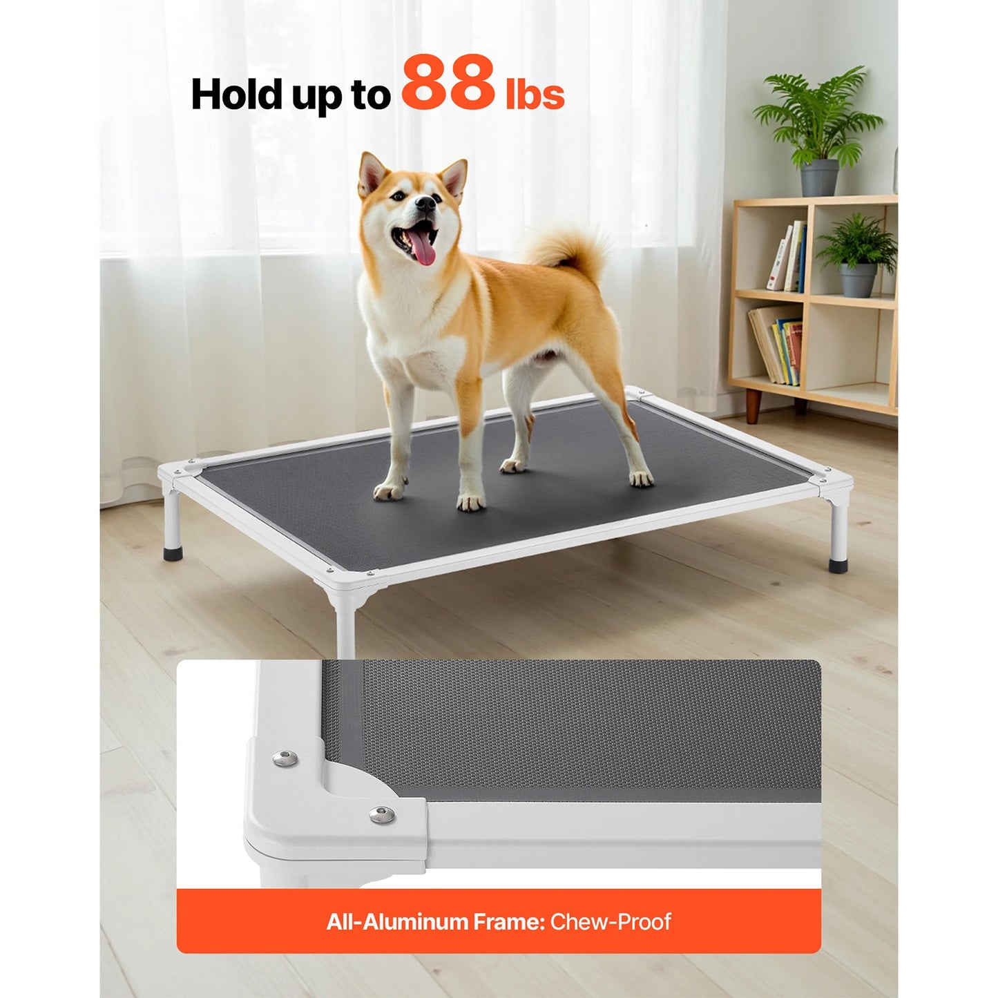 SucceBuy Elevated Dog Bed for Dogs Aluminum Frame Textilene Mesh