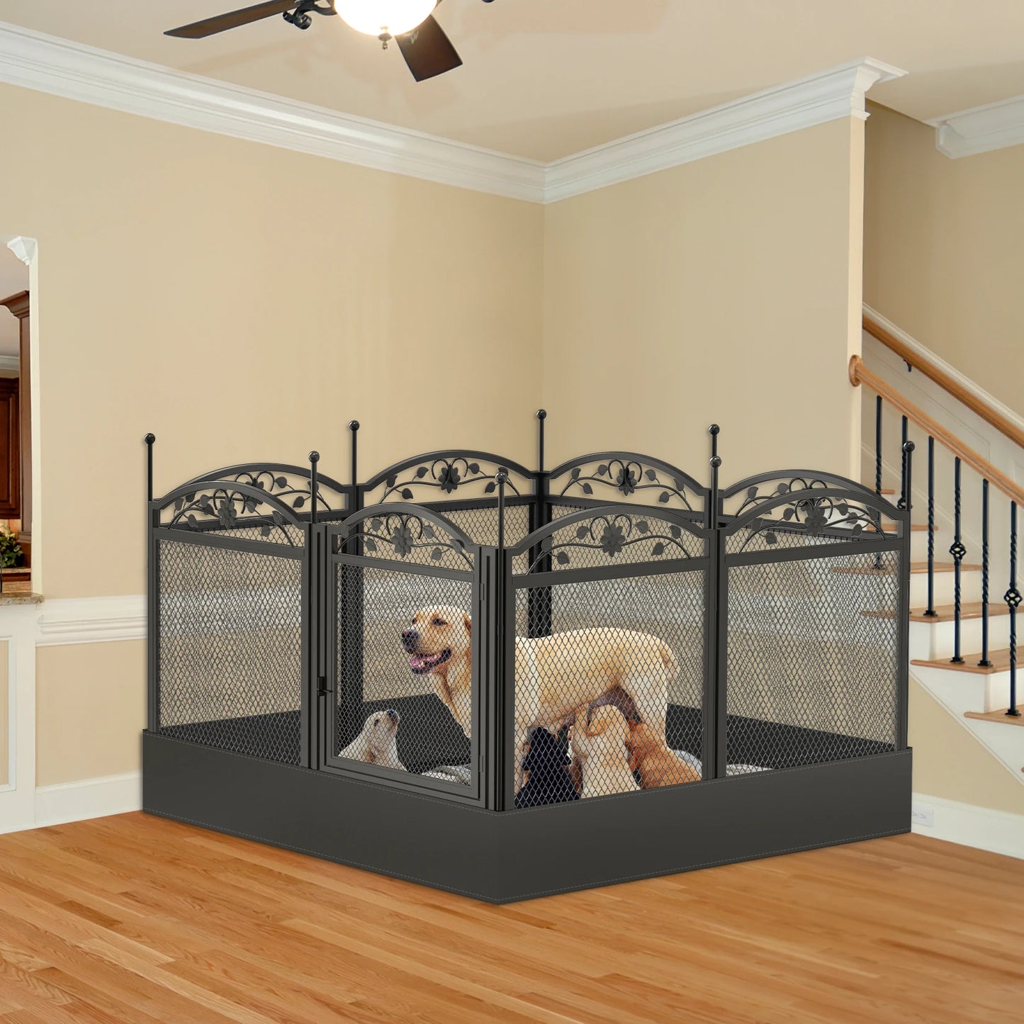 BINGOPAW Heavy Duty Dog Playpen With Waterproof Pad Indoor Outdoor