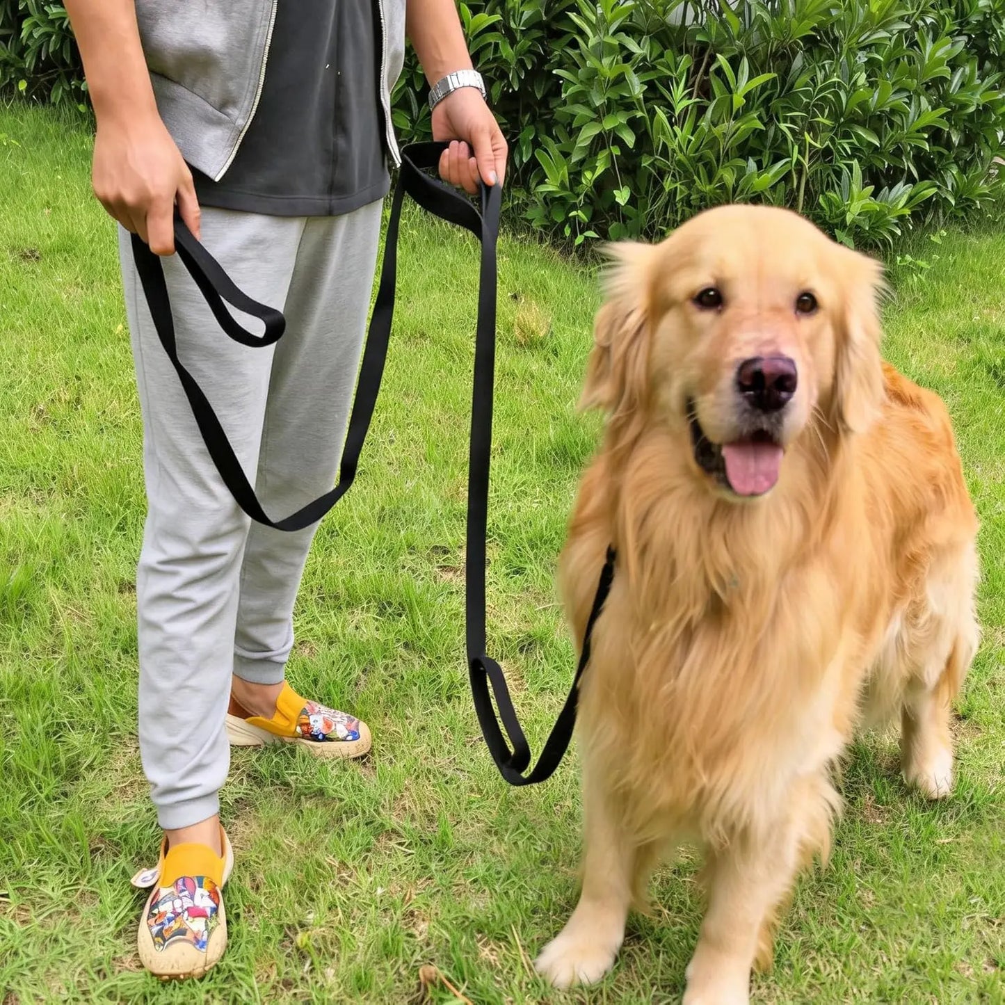 10FT Triple Handle Dog Leash with Reflective Stitching, Padded Traffic Handles for Control and Safety