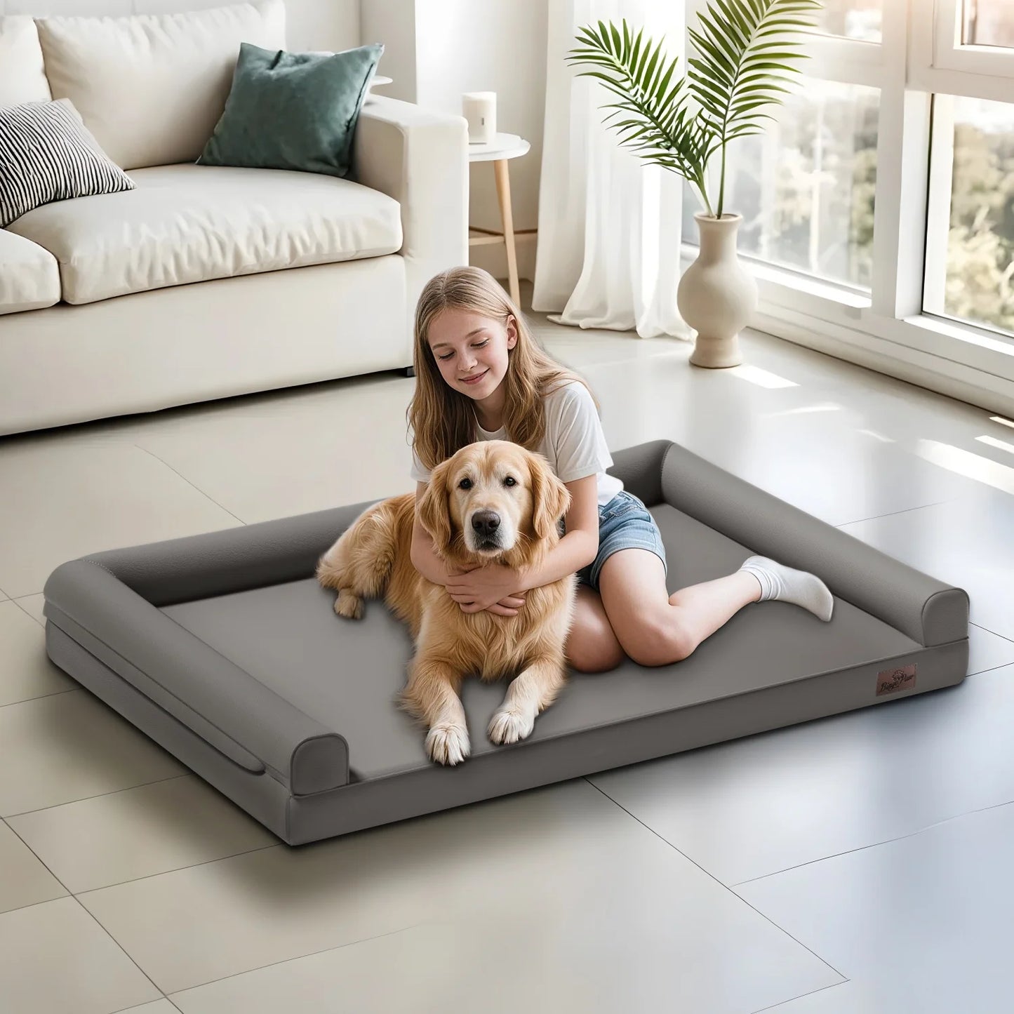 BINGOPAW Indoor Orthopedic Dog Bed With Supportive Bolster