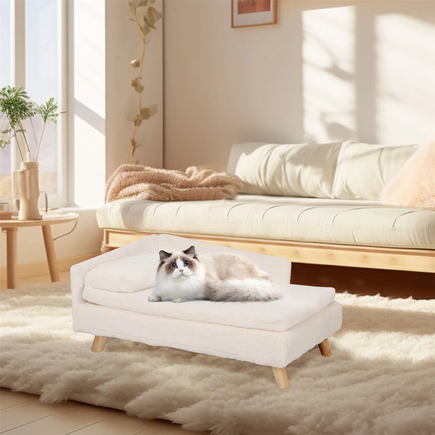 BINGOPAW Waterproof Pet Sofa Bed With Raised Lounger Cushion