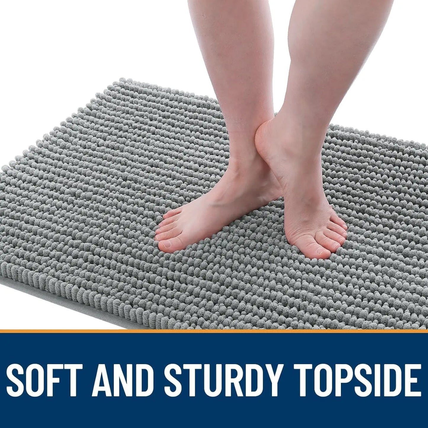 Ultra Absorbent Chenille Mud Doormat 30x20, Non-Slip Washable Pet Mat for Indoor Entryway, Quick-Dry Dog Bed Mats Grey