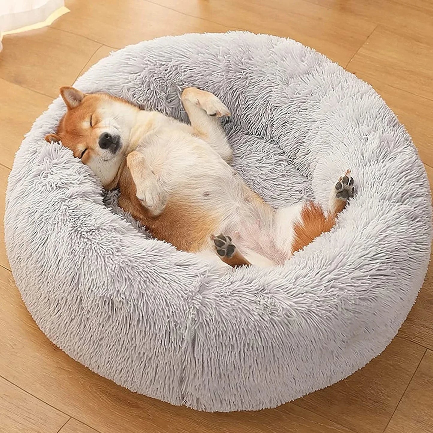 Donut Dog Bed Warm Soft Plush Pet Bed Washable Winter