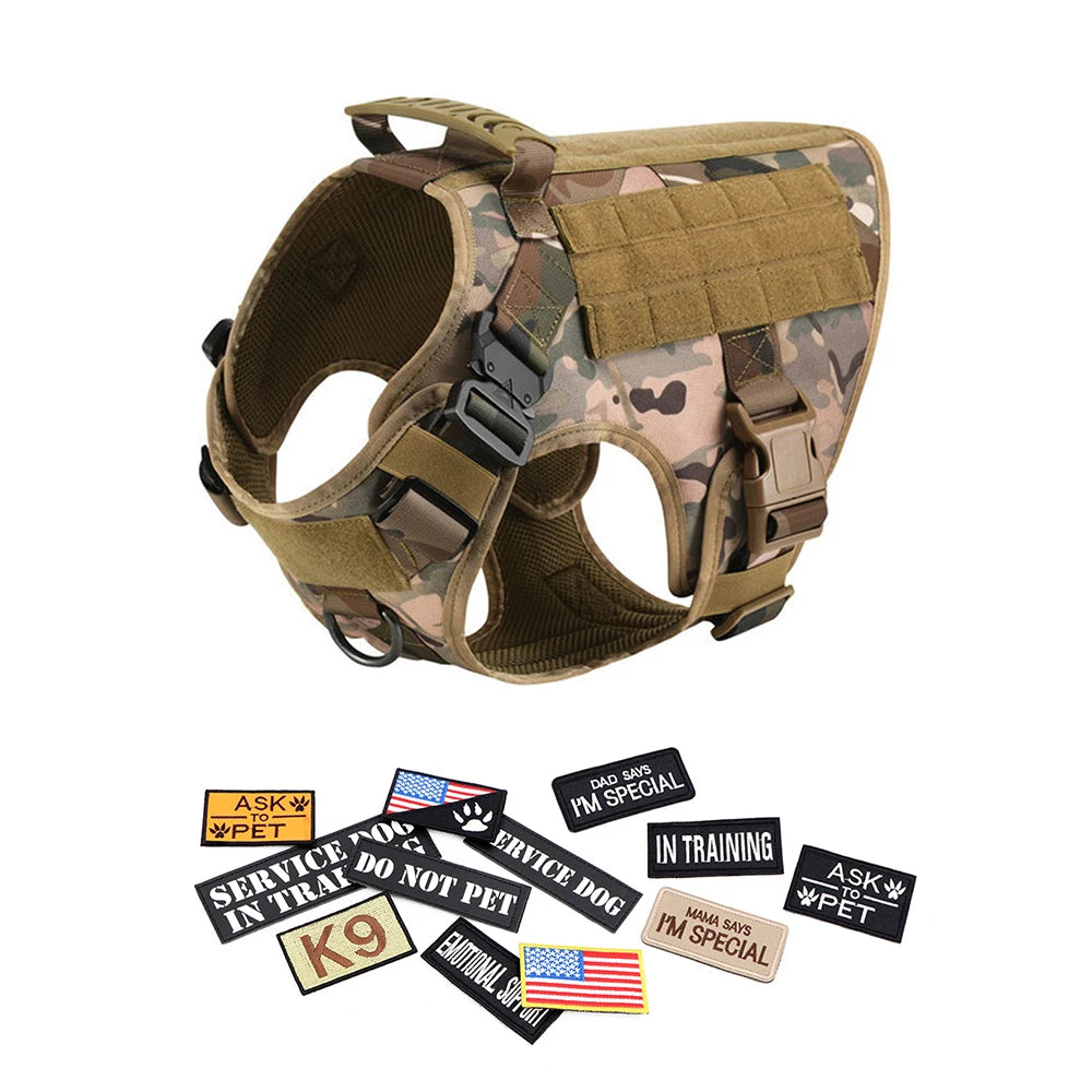 PETRAVELCN Military Dog Harness Vest With Leash And Patches Set