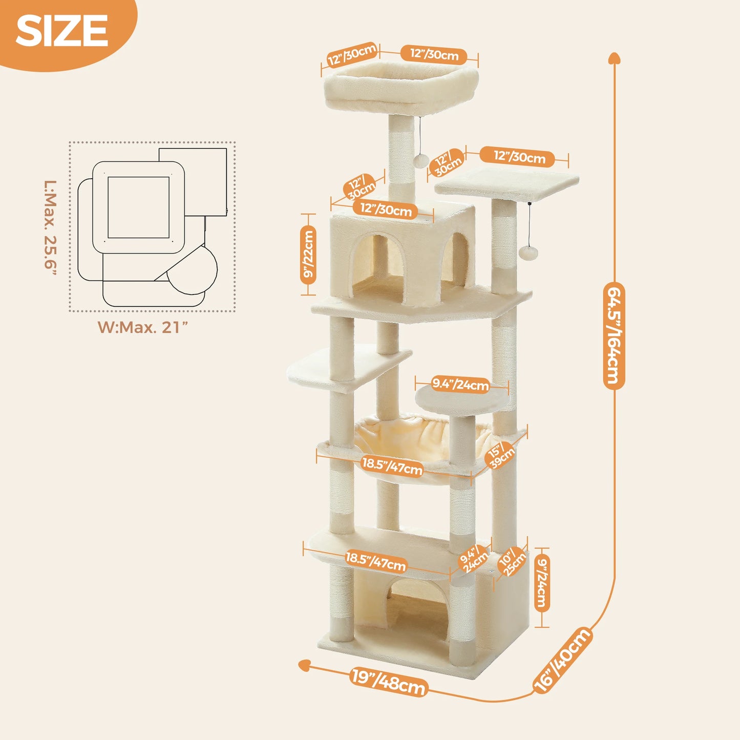 PEQULTI Cat Tree Tower With Scratching Posts And Multiple Levels