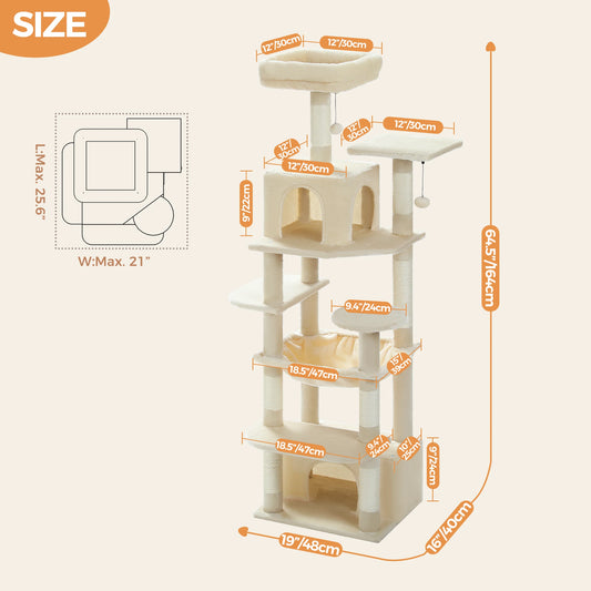 PEQULTI Cat Tree Tower With Scratching Posts And Multiple Levels