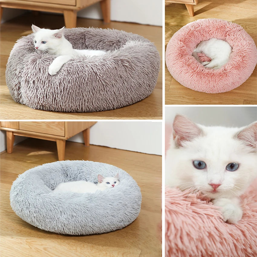 Donut Dog Bed Warm Soft Plush Pet Bed Washable Winter