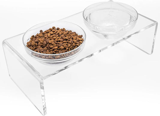 Elevated Pet Feeder Stand with Removable Stainless Steel and Glass Bowls, Perfect for Large Dogs