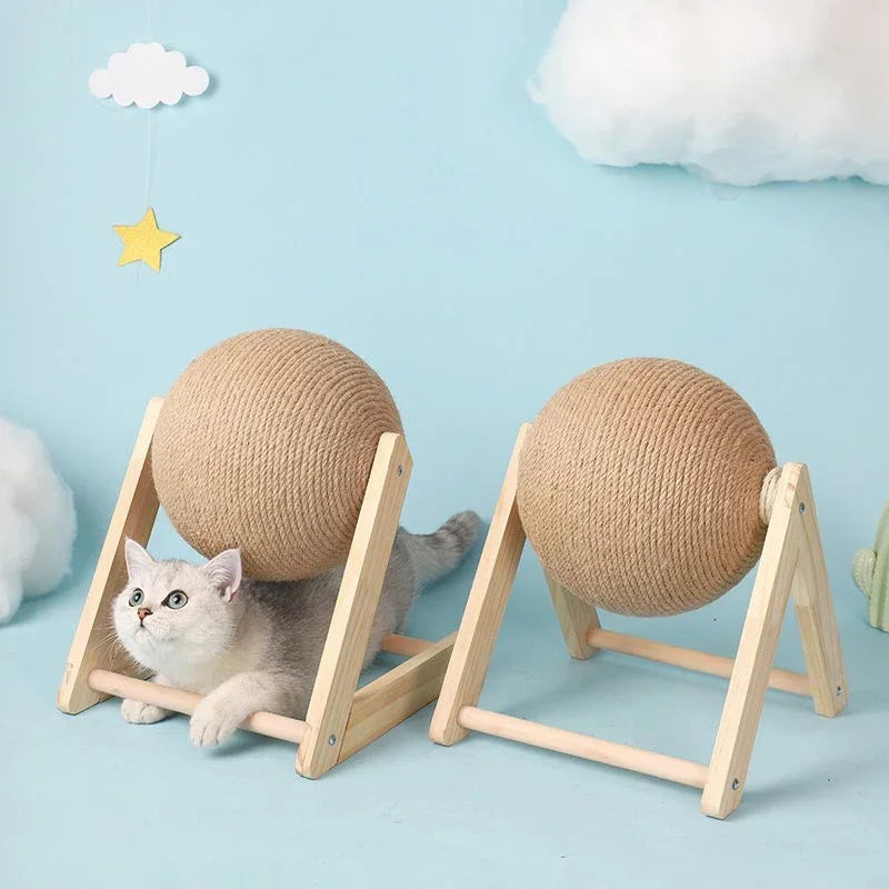 Cat Scratching Ball Toy Kitten Sisal Rope Ball Board Scratcher