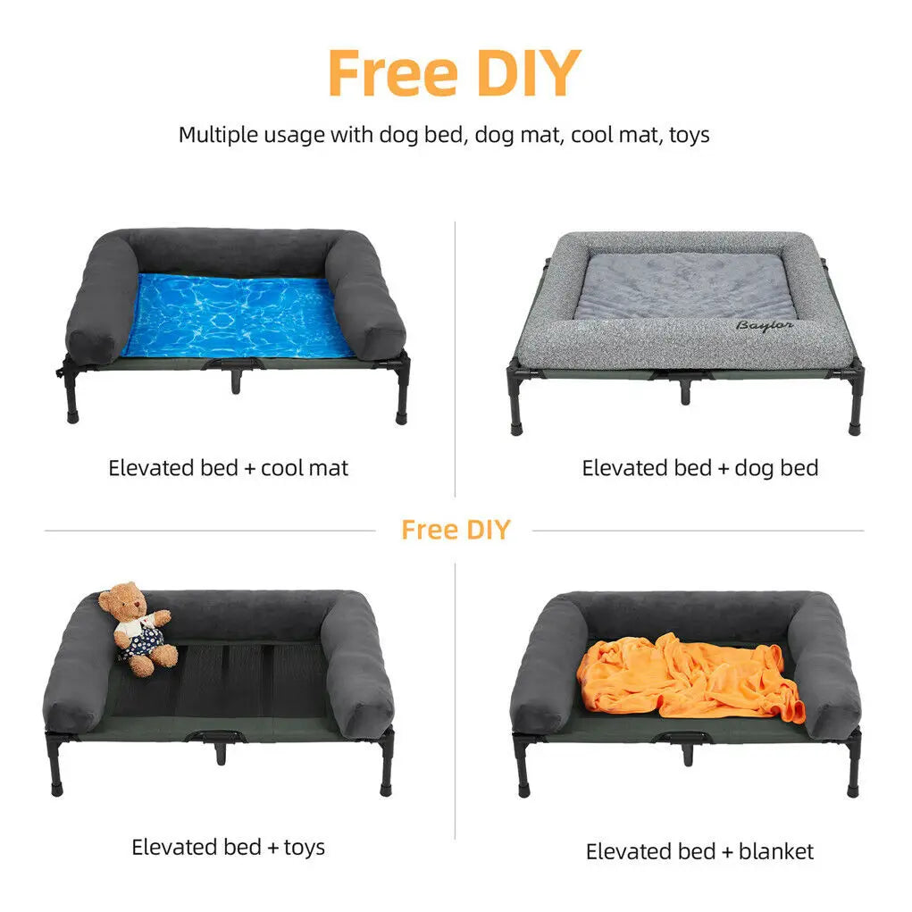 BINGOPAW Elevated Pet Lounger Bed With Detachable Plush Bolster
