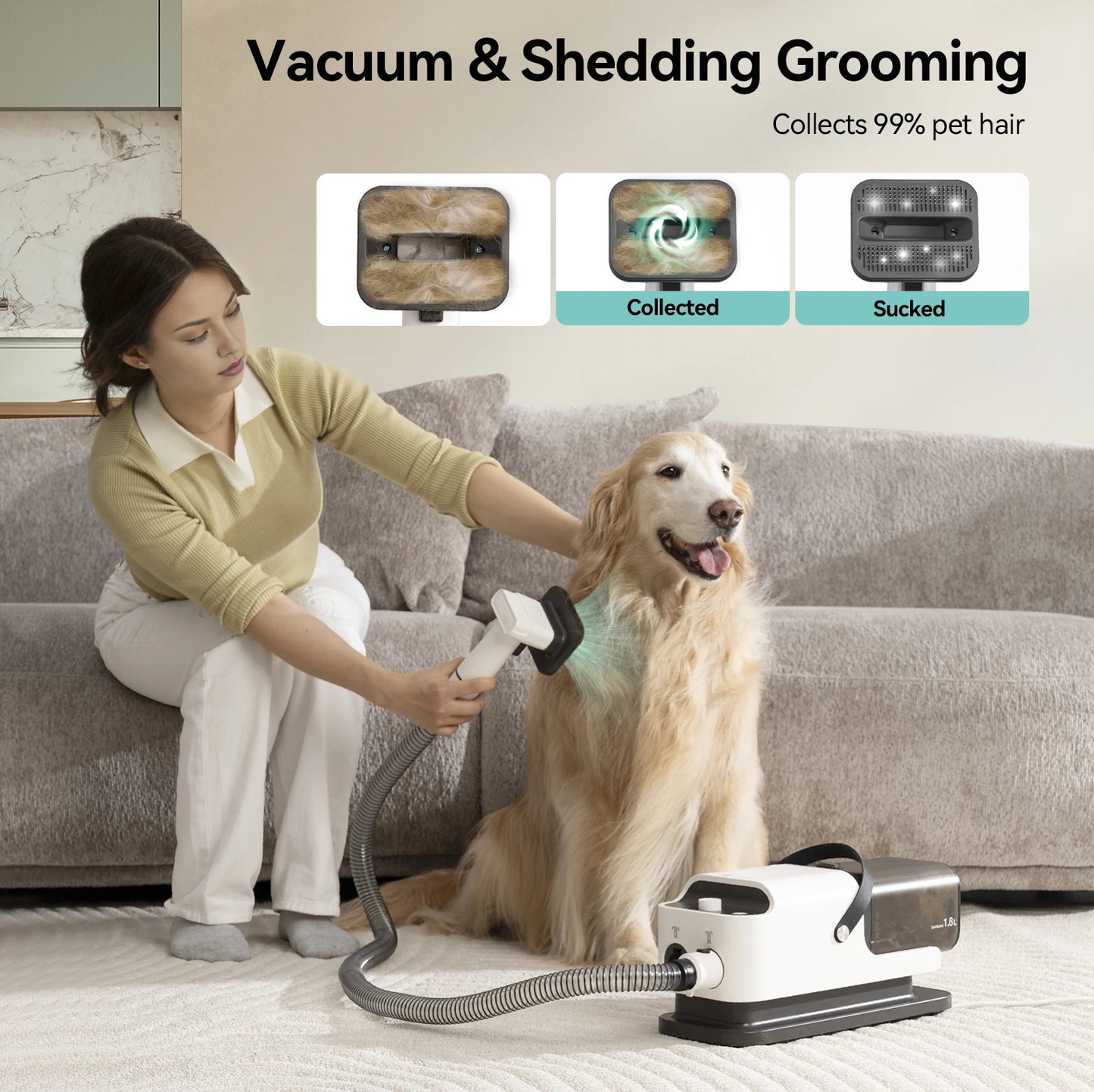 Amicura P1 Vacuum Cleaner And Hair Dryer 15kPa Grooming Kit