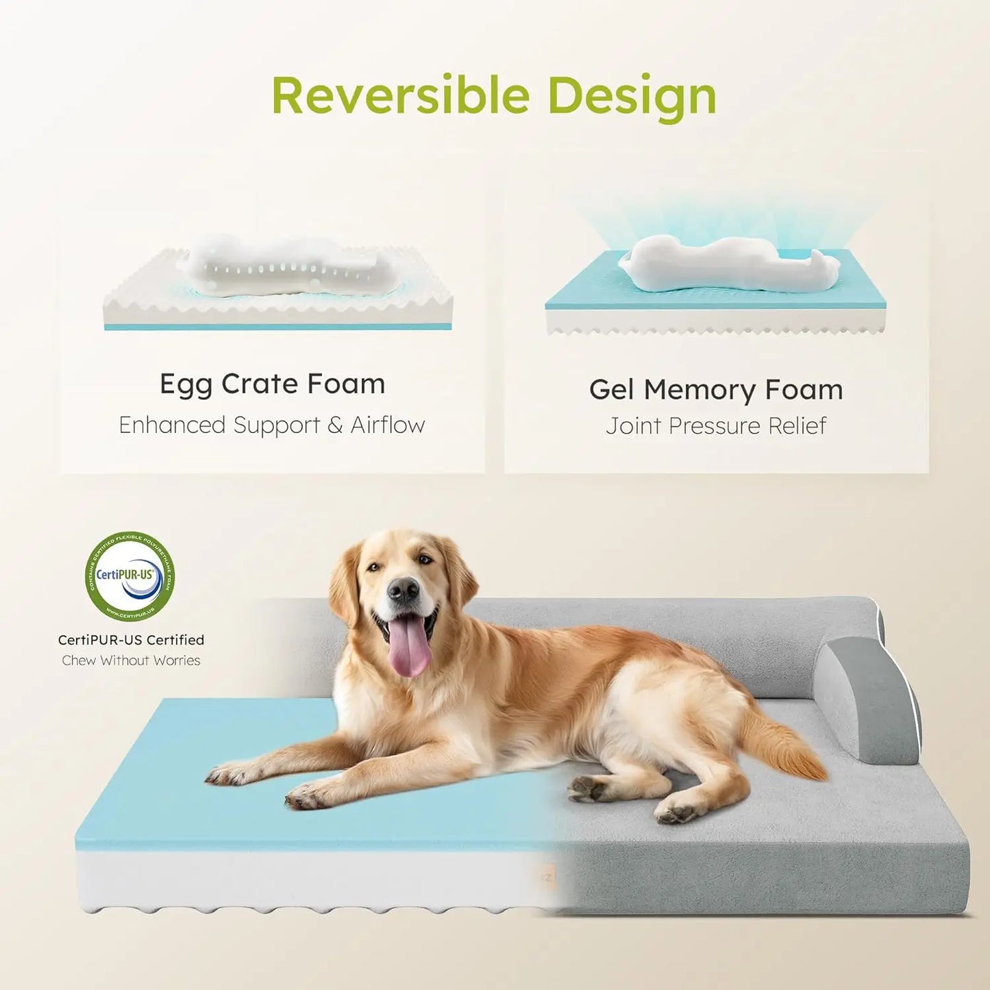 Orthopedic Cooling Memory Foam Dog Bed With Washable Waterproof Cover
