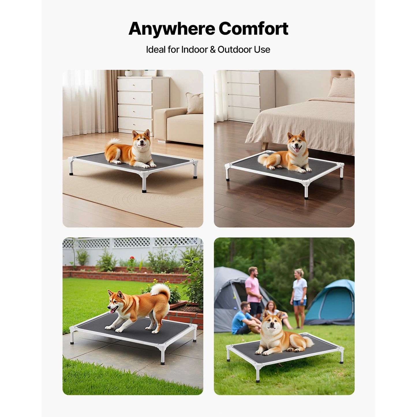 SucceBuy Elevated Dog Bed for Large Dogs Aluminum Frame Mesh