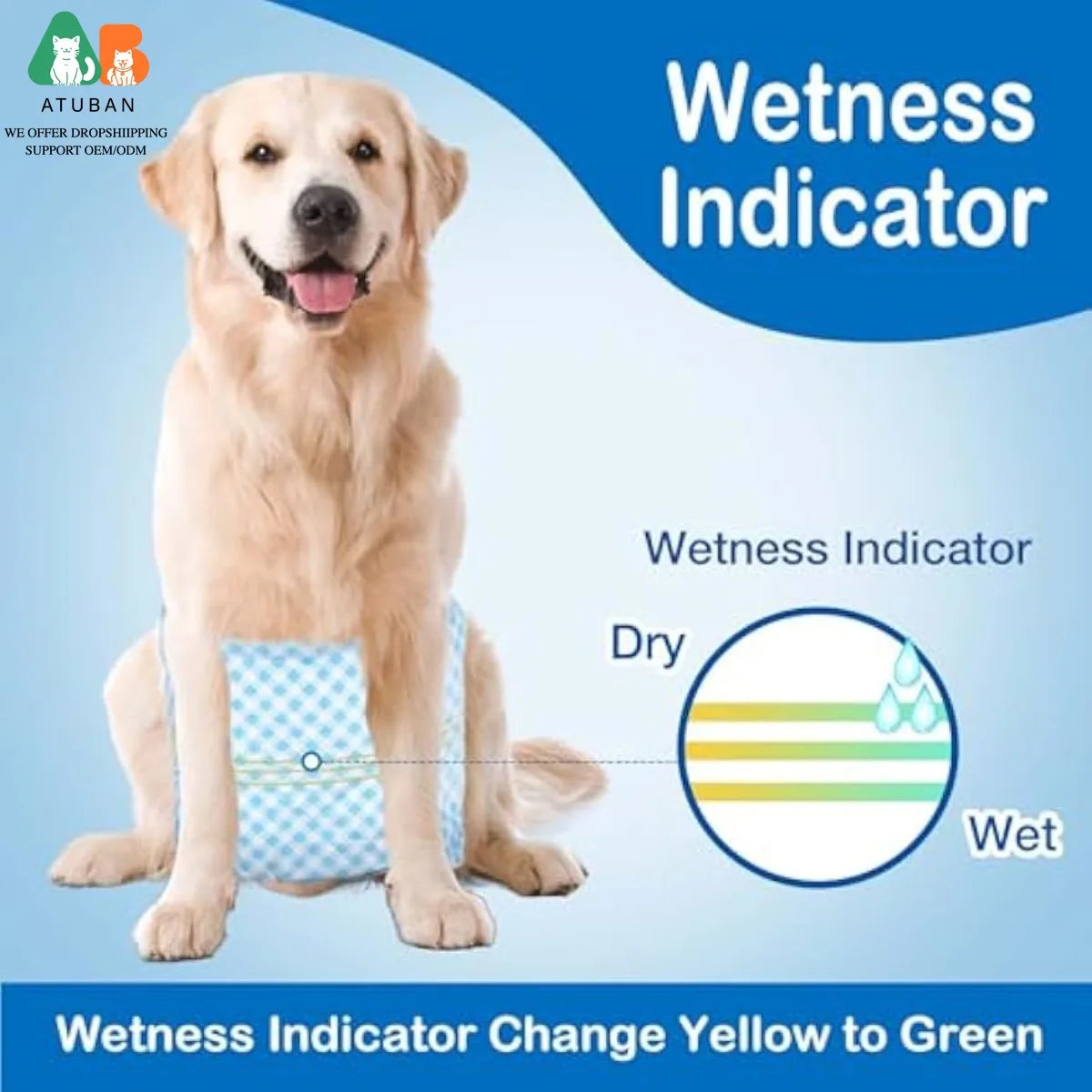 Disposable Belly Bands For Male Dogs With Wetness Indicator And Super Absorbent