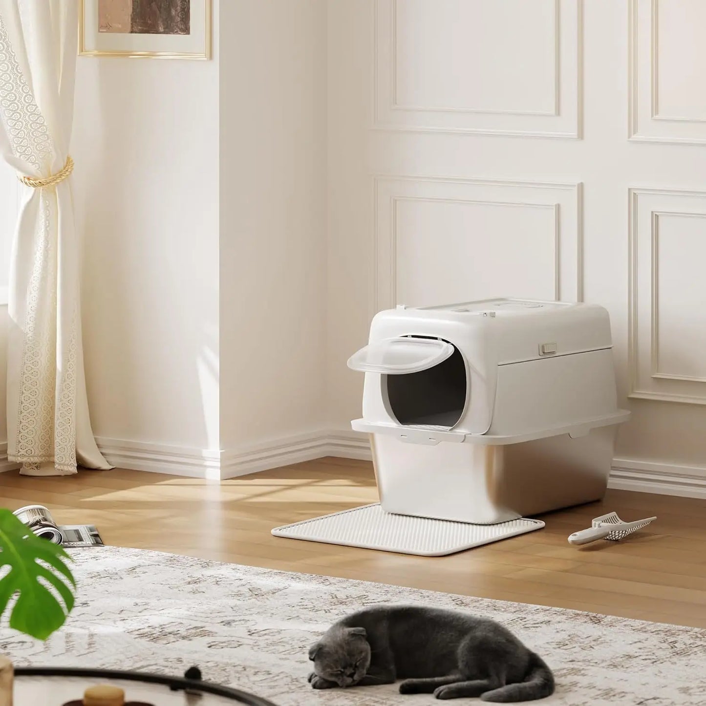 HiMISS Stainless Steel Litter Box Odor Free Anti Leakage