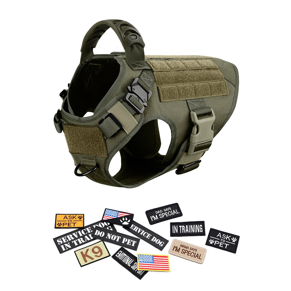 PETRAVELCN Military Dog Harness Vest With Leash And Patches Set