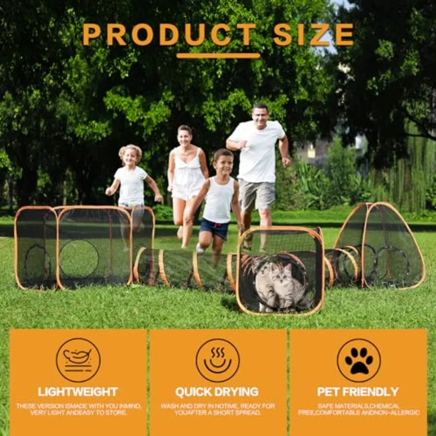 5 in 1 Outdoor Cat Tents with Tunnels for Outside - Cat Enclosures for Indoor Cats with 1 Cat Harness and Leash for Walking 1 C