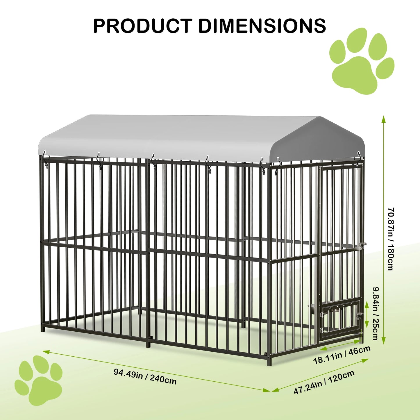 HiMISS Galvanized Metal Dog Kennel With Secure Lock Cover