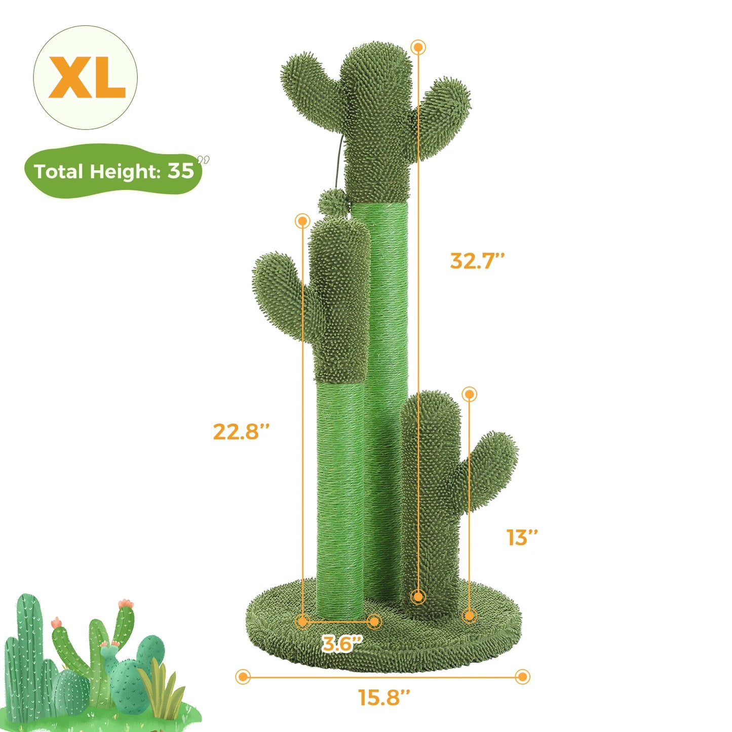PEQULTI Cactus Cat Tree Condo Hammock Indoor Playground