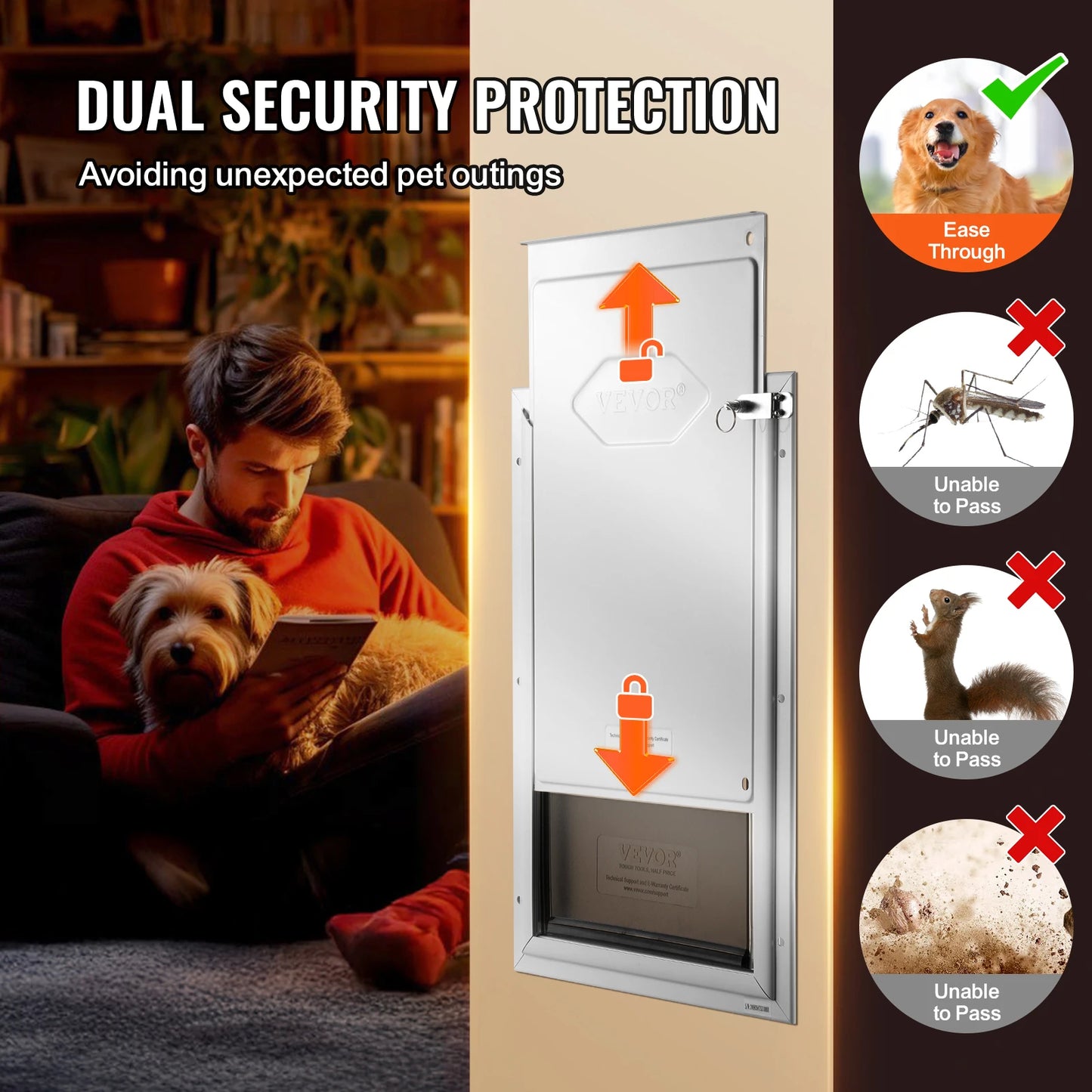 SucceBuy Aluminum Pet Door With Lockable Flap Weatherproof