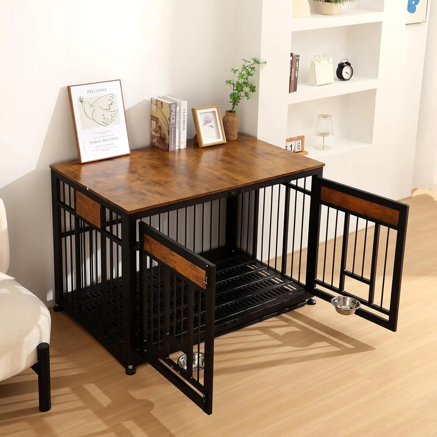 Heavy Duty Dog Kennel With Removable Tray For Medium Dogs