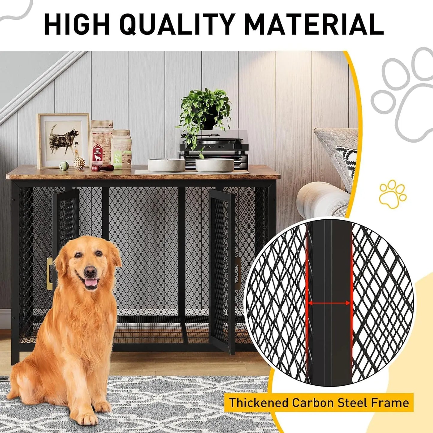 HiMISS Heavy Duty Wooden Dog Crate With Top Access Door