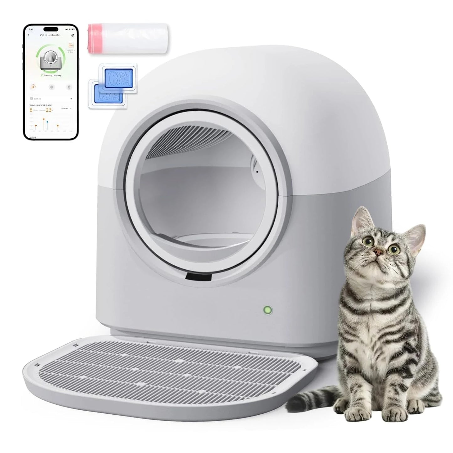 L2 Self Cleaning Cat Litter Box Safe Anti-Pinch,with Deodorizer and Liner,Automatic Hands-Free Smart Robot Self, Customized