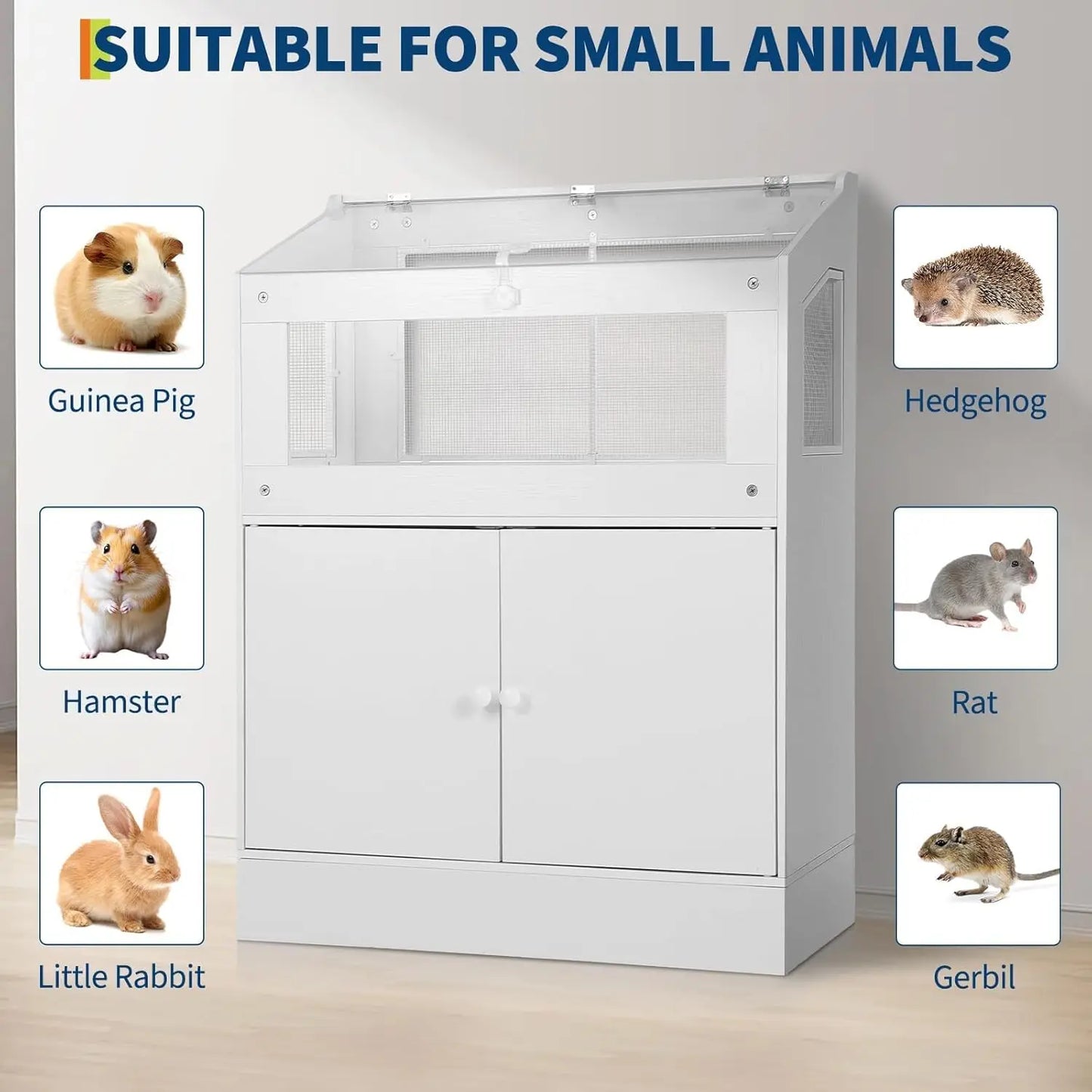 MeterMall Hamster Cage With Storage Cabinet And Easy View Panels