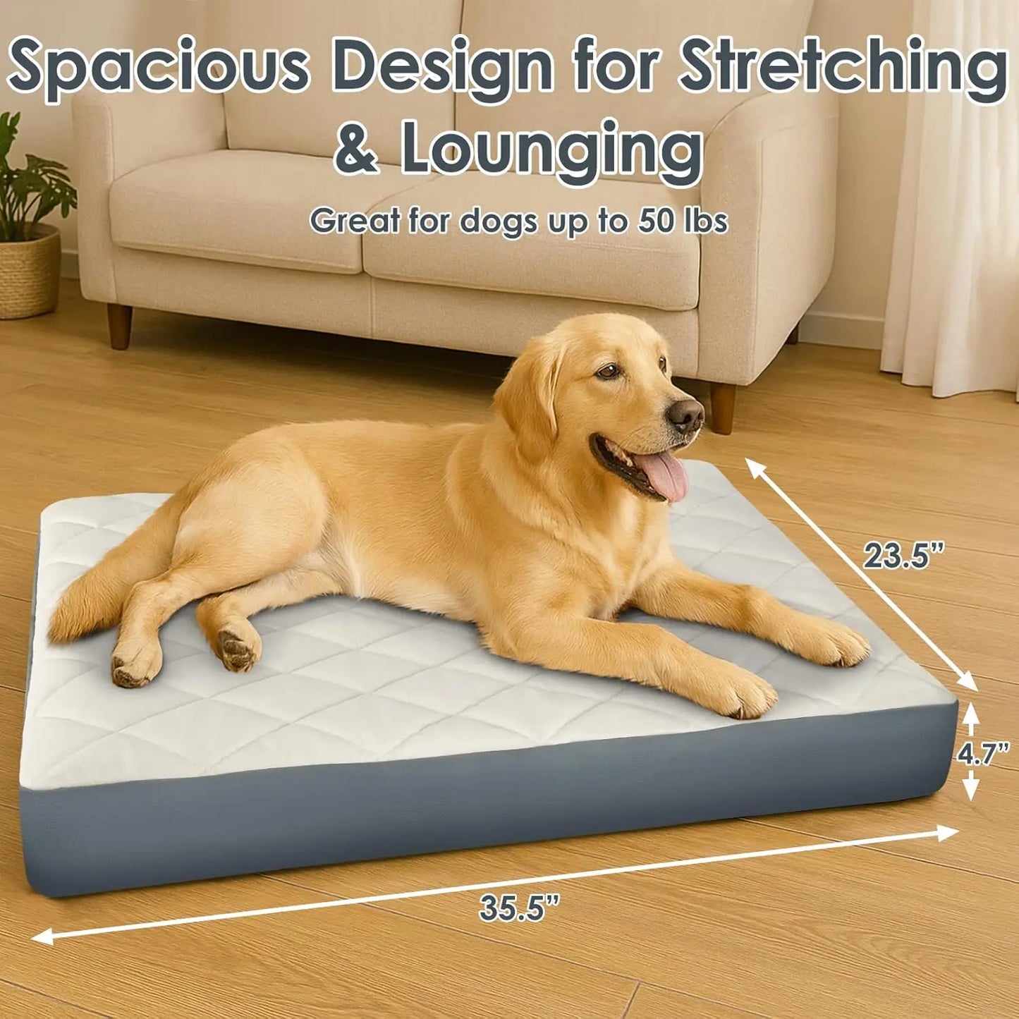 Orthopedic Dog Bed With Memory Foam Waterproof Faux Leather Non Slip