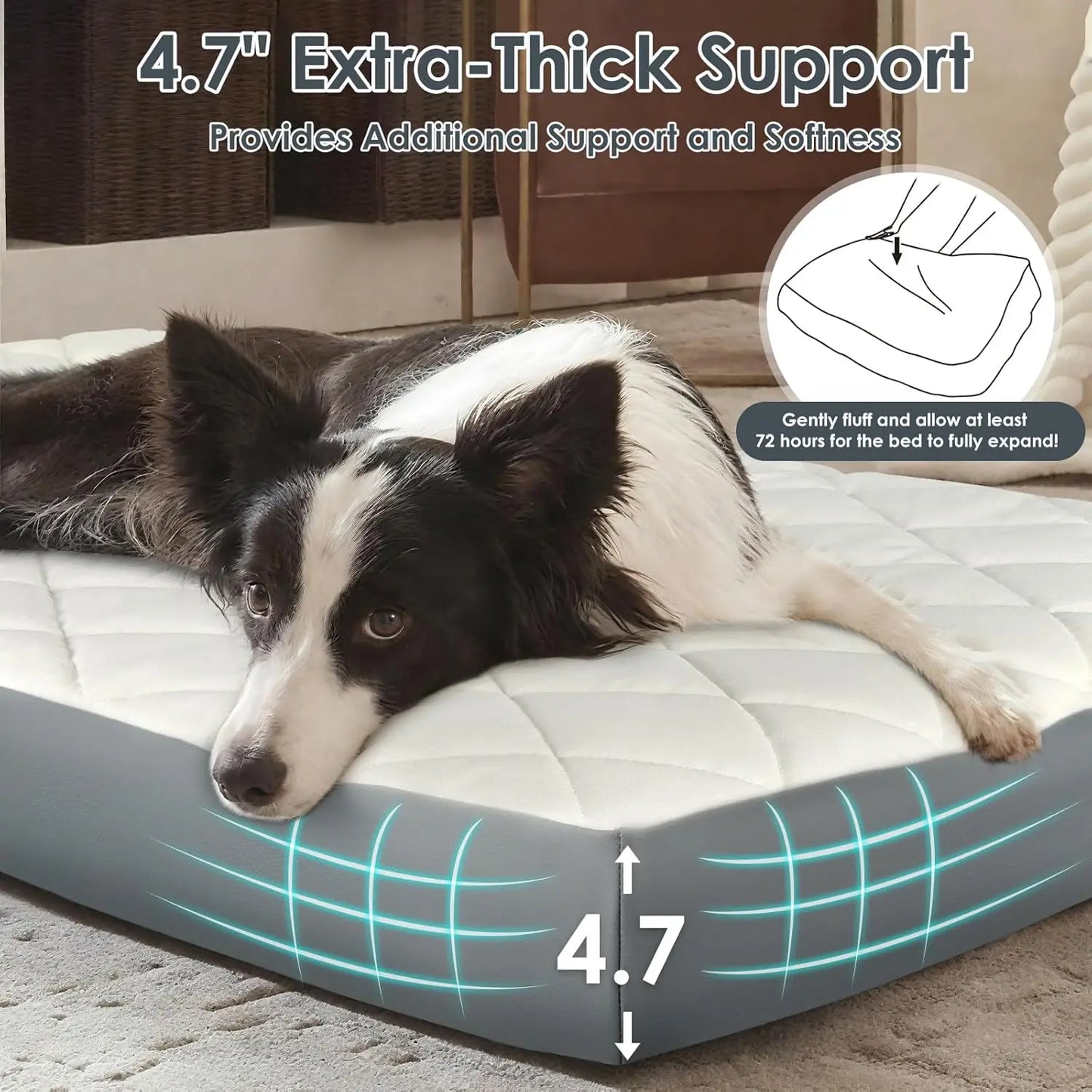 Orthopedic Dog Bed With Memory Foam Waterproof Faux Leather Non Slip