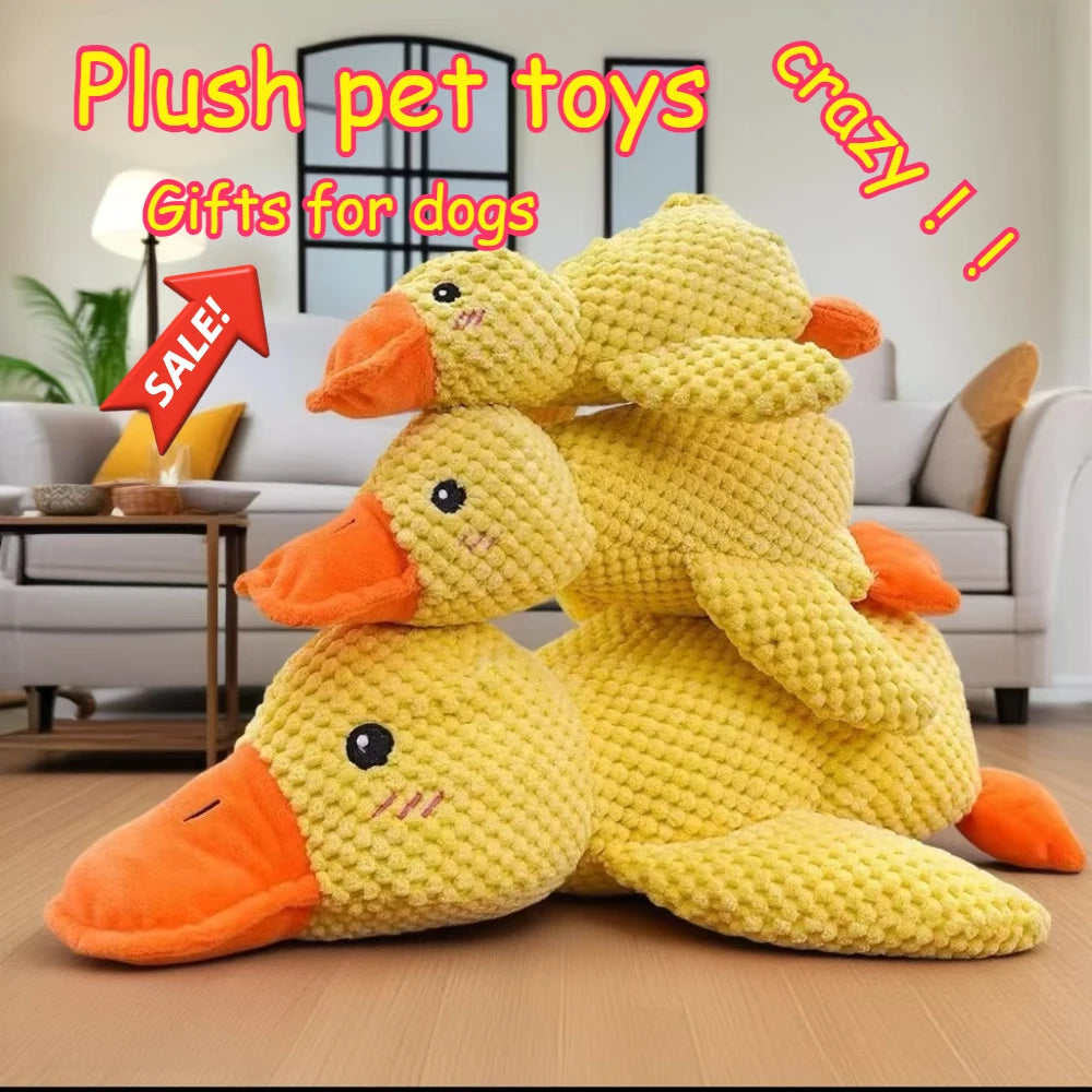 Plush Squeaky Duck Toy Calming Sleep Aid Durable Puppy Companion