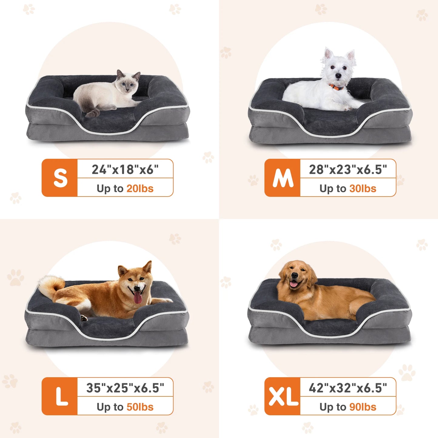 JHK Orthopedic Memory Foam Pet Bed With Removable Cover