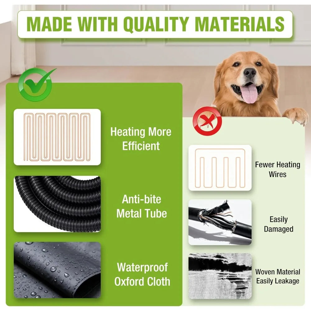 Heated Outdoor Dog House Insulated Weatherproof Wooden Dog Kennel for Winter, Anti-Bite Dog Shelter with Heating Pad and Insulat