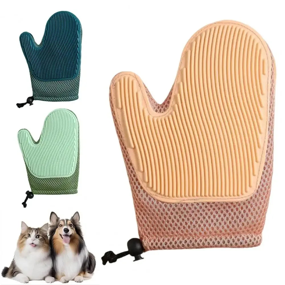 Pet Hair Remover Glove Double Sided Silicone Grooming Mitt For Cats Dogs