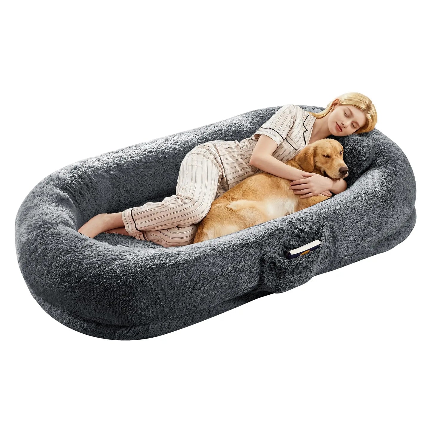 HiMISS Orthopedic Faux Fur Dog Bed With Pillow