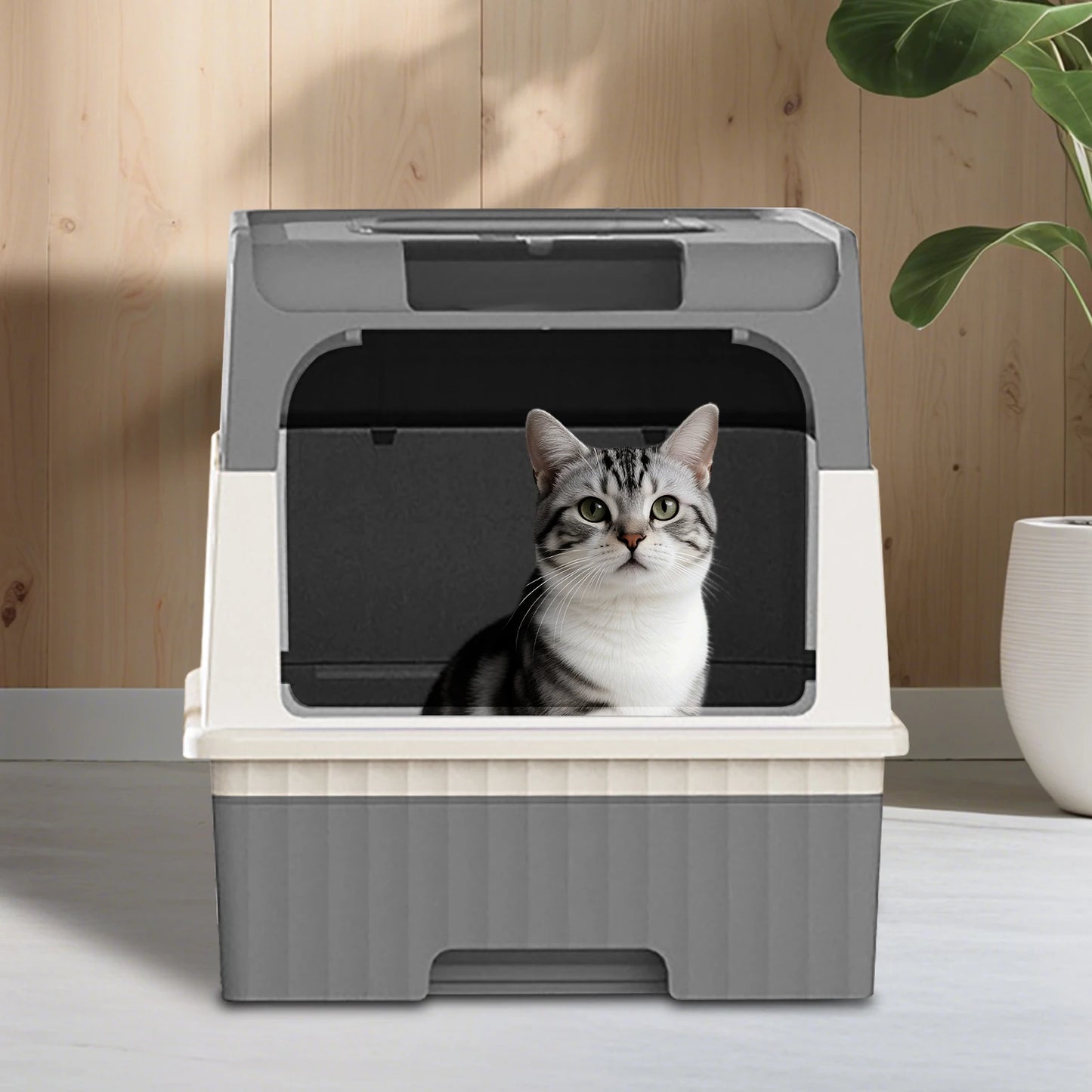 Enclosed Cat Litter Box Extra Large Anti Odor Anti Spill With Transparent Door Covered Cat Toilet Pet Cleaning Products For Cats