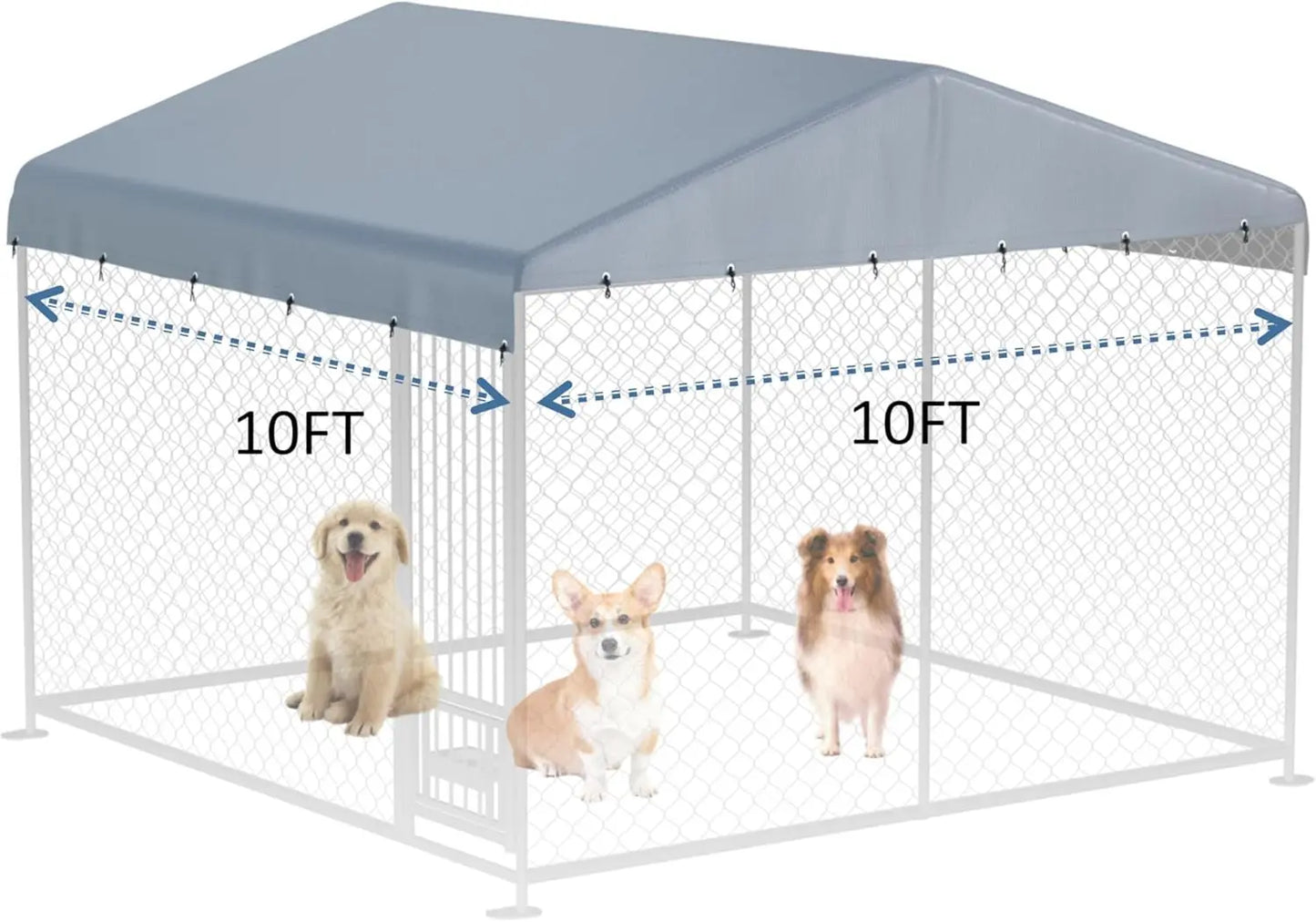 Waterproof 10'x10' Outdoor Dog Kennel Cover, Durable Oxford Fabric, Wind-Resistant Design