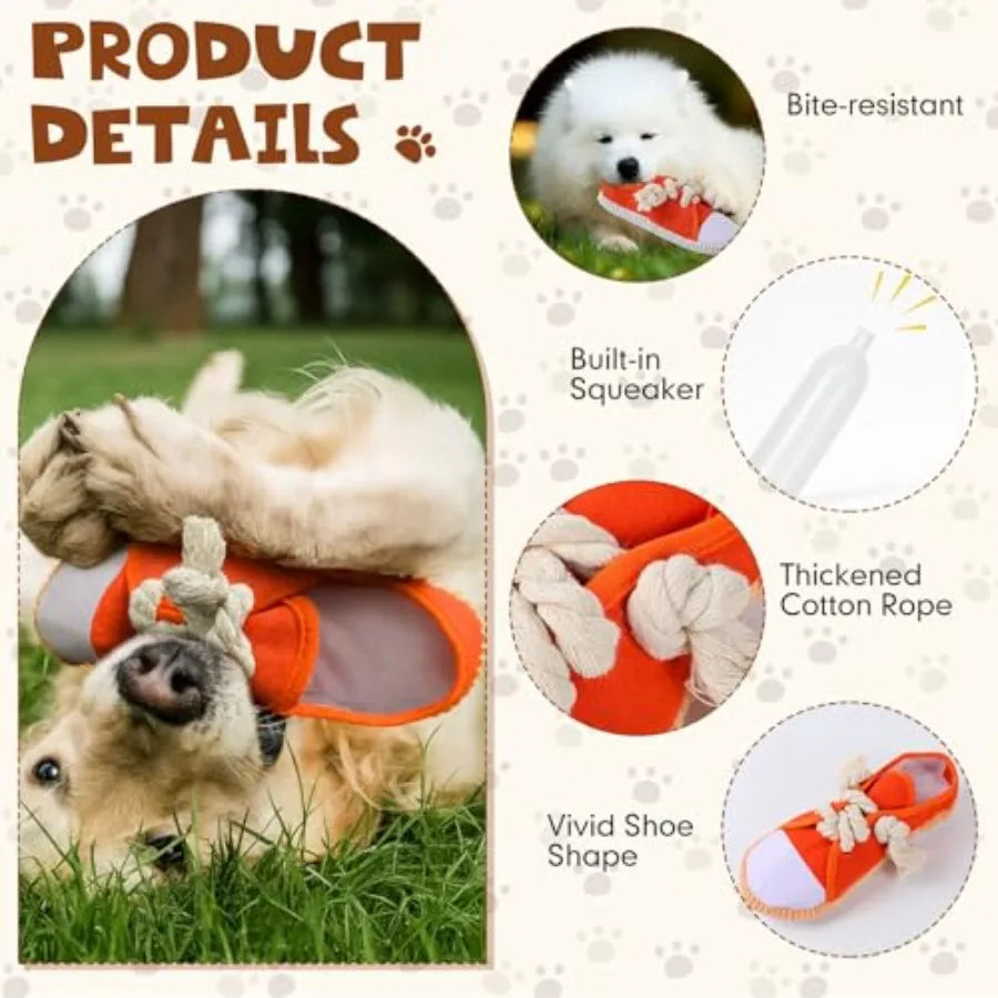 5 Pack Dog Chew Toys Shoes Shape Interactive Rope Tug of War Dog Toys Durable and Safe Playing Shoes for Small Medium Large Dog