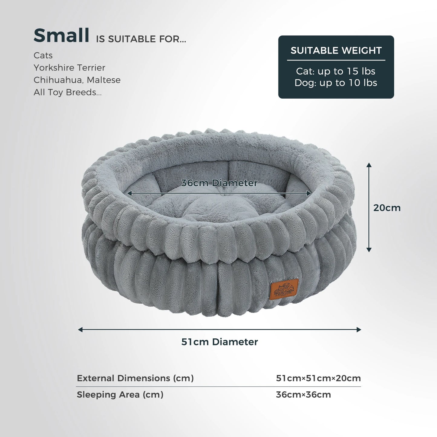 PAWZ Road Round Washable Dog Bed Anti-Slip