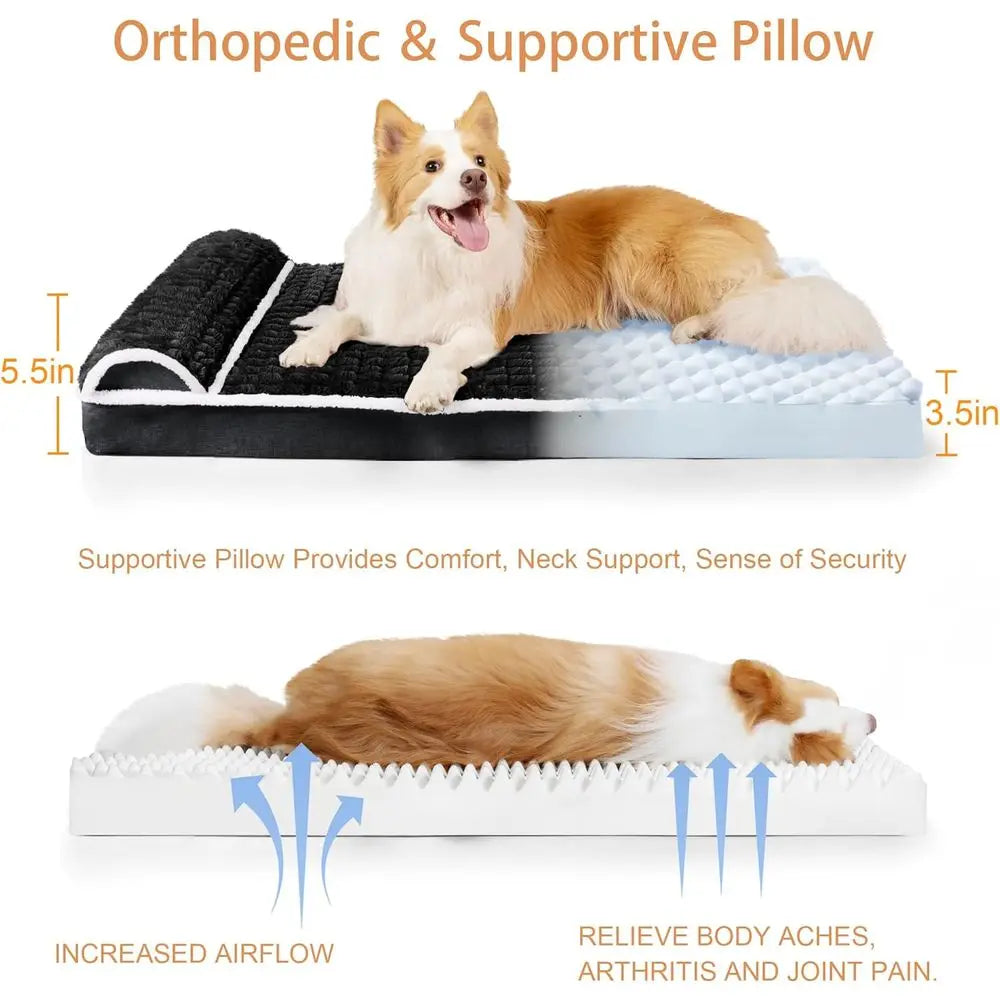 NONECN Orthopedic Dog Bed With Pillow Removable Waterproof Washable Cover