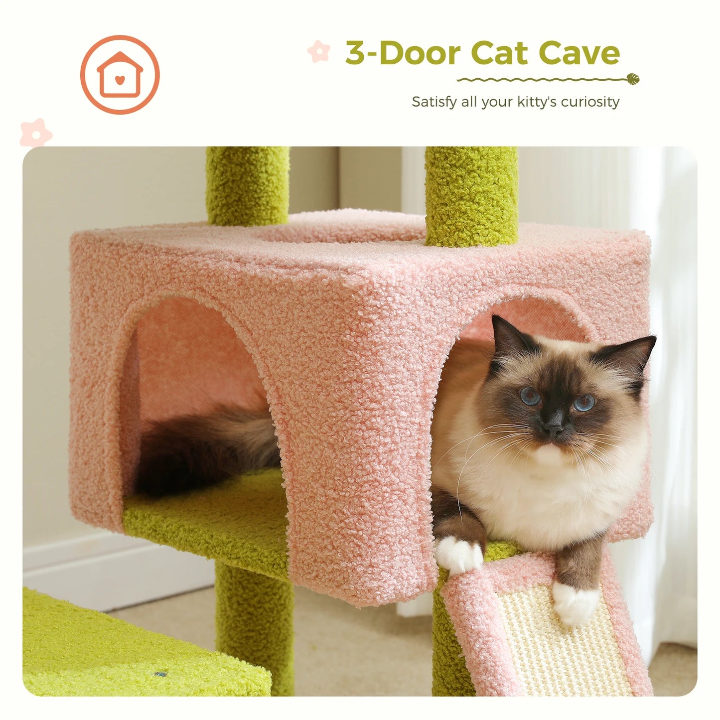 PEQULTICN Flower Cat Tree MultiLevel Cat Tower With Sisal Posts