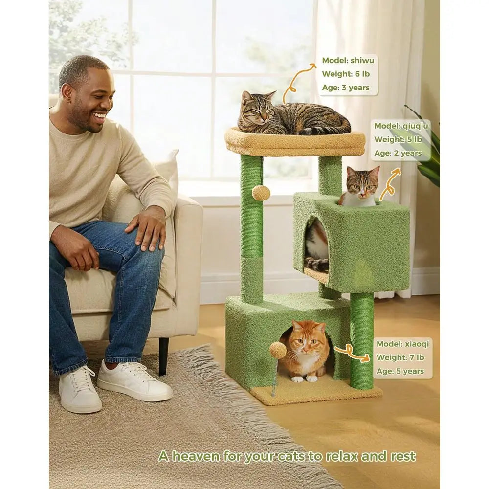 XMSJ Cat Tree Tower Multilevel With Sisal Posts And Toys