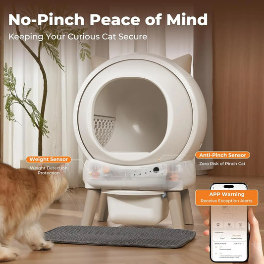 Automatic Cat Litter Box - E2 Self Cleaning Litter Box Smart Robot for Multiple Cats, APP Real-Time Monitor, Weight, Customized