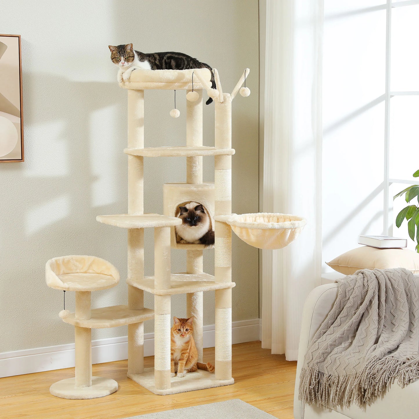 PEQULTICN Multi-Level Cat Tree With Scratching Post Tower
