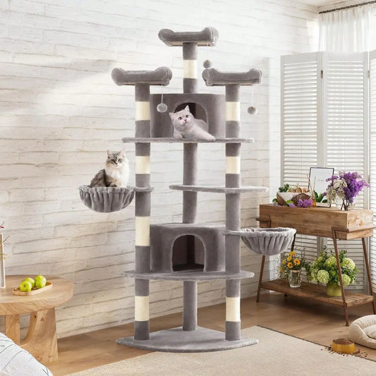 Three-Tier Wood Cat Tree For Indoor Space Saving And Comfort