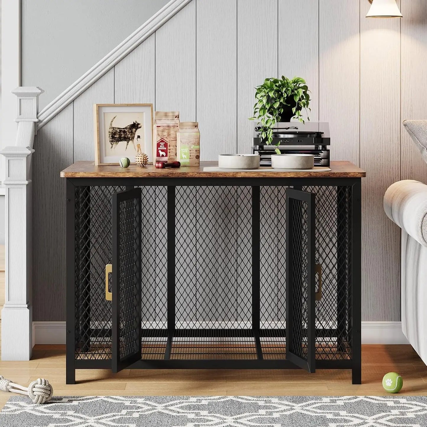 HiMISS Heavy Duty Wooden Dog Crate With Top Access Door